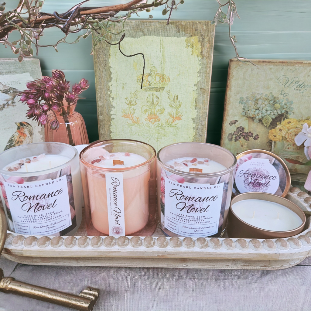 Romance Novel Candle collection By: Sea Pearl Candle Co.